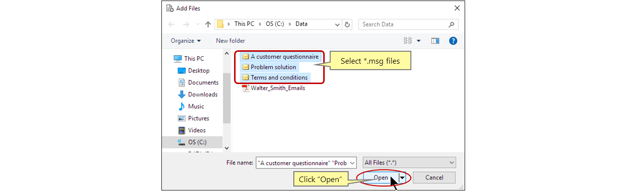 Select *.MSG files
